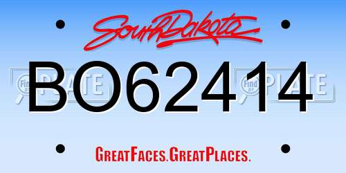 BO62414 South Dakota License Plate