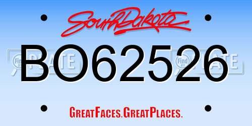 BO62526 South Dakota License Plate