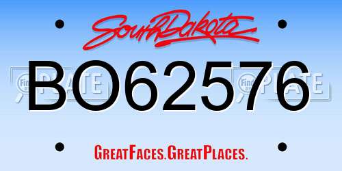 BO62576 South Dakota License Plate