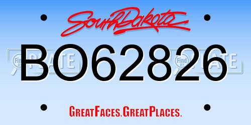 BO62826 South Dakota License Plate