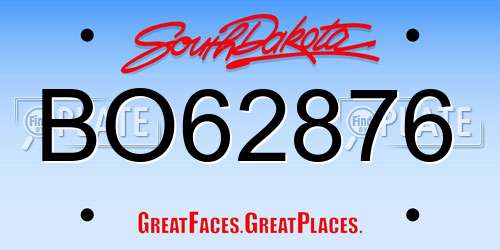 BO62876 South Dakota License Plate