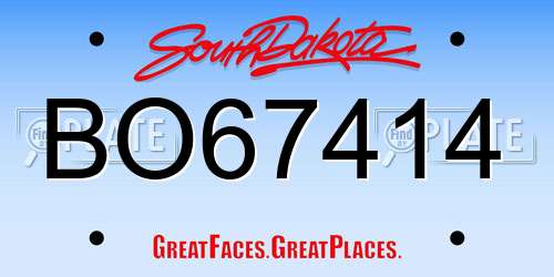 BO67414 South Dakota License Plate