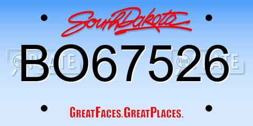BO67526 South Dakota License Plate