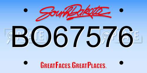 BO67576 South Dakota License Plate