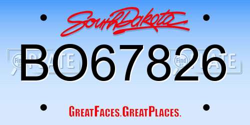 BO67826 South Dakota License Plate