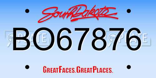 BO67876 South Dakota License Plate