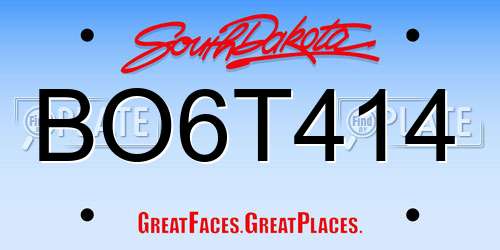 BO6T414 South Dakota License Plate