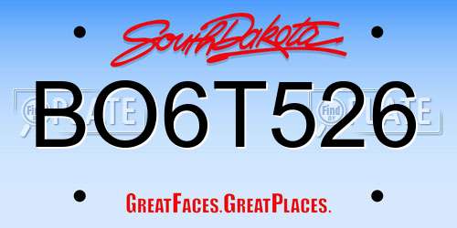 BO6T526 South Dakota License Plate