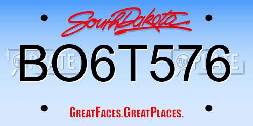 BO6T576 South Dakota License Plate