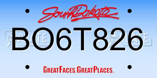 BO6T826 South Dakota License Plate