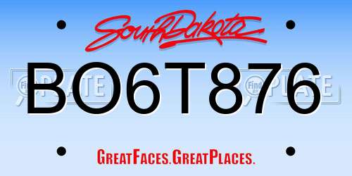BO6T876 South Dakota License Plate