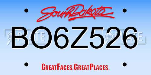 BO6Z526 South Dakota License Plate