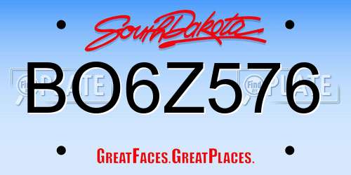 BO6Z576 South Dakota License Plate