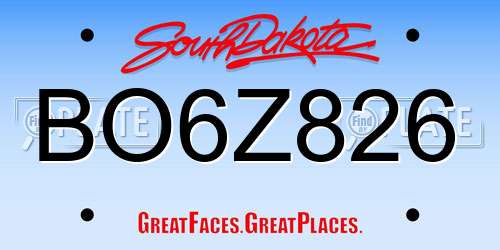 BO6Z826 South Dakota License Plate