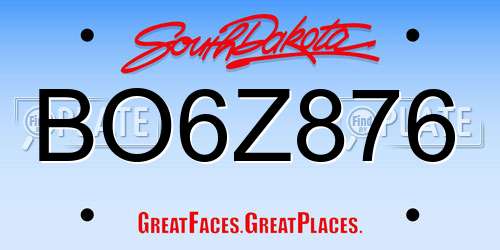 BO6Z876 South Dakota License Plate
