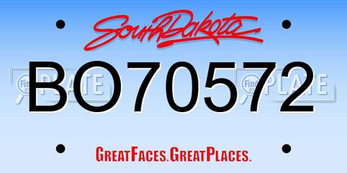 BO70572 South Dakota License Plate