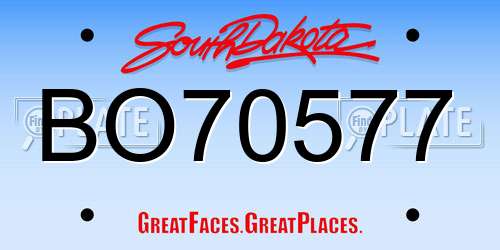 BO70577 South Dakota License Plate