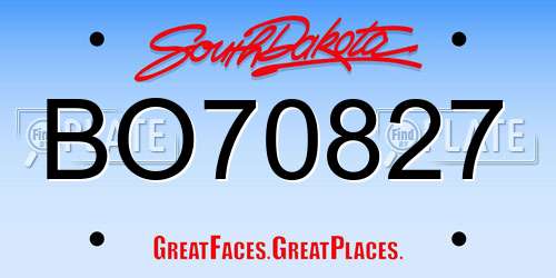 BO70827 South Dakota License Plate