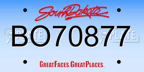 BO70877 South Dakota License Plate