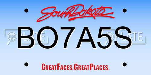 BO7A5S South Dakota License Plate