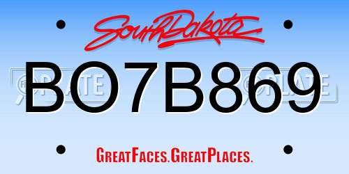 BO7B869 South Dakota License Plate
