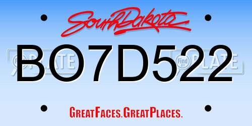 BO7D522 South Dakota License Plate