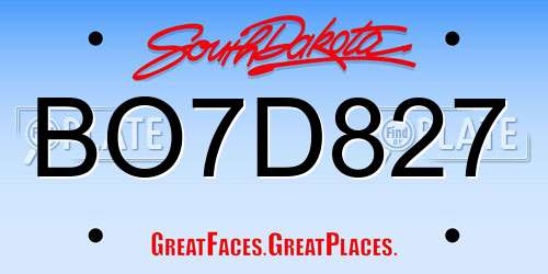 BO7D827 South Dakota License Plate