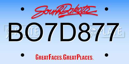 BO7D877 South Dakota License Plate