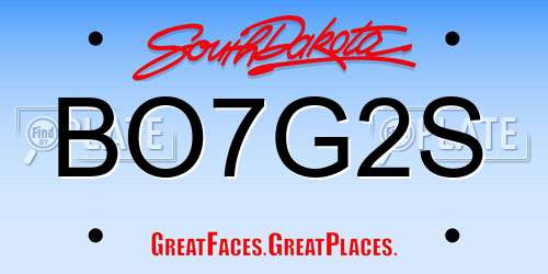 BO7G2S South Dakota License Plate