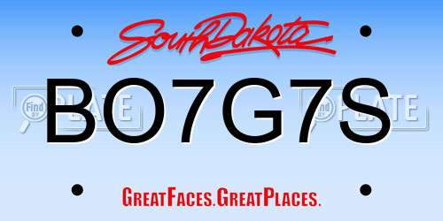 BO7G7S South Dakota License Plate