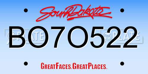BO7O522 South Dakota License Plate
