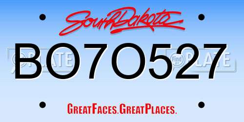 BO7O527 South Dakota License Plate