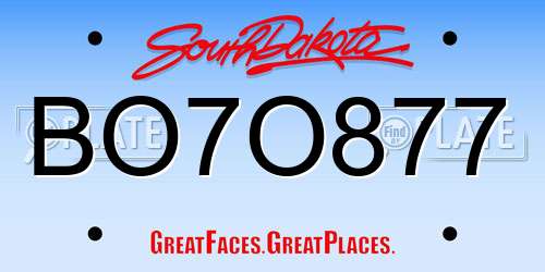 BO7O877 South Dakota License Plate