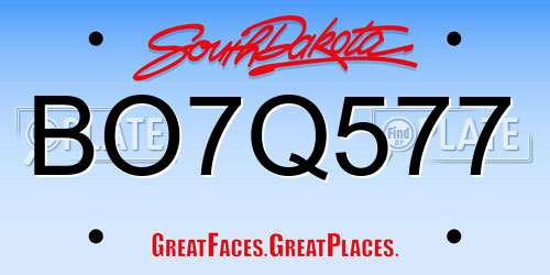 BO7Q577 South Dakota License Plate