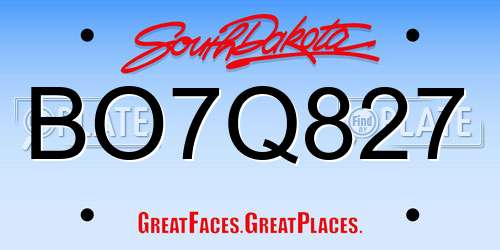 BO7Q827 South Dakota License Plate
