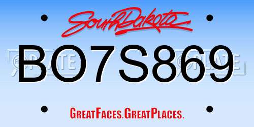 BO7S869 South Dakota License Plate