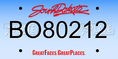 BO80212 South Dakota License Plate