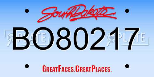 BO80217 South Dakota License Plate