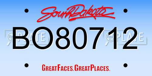 BO80712 South Dakota License Plate