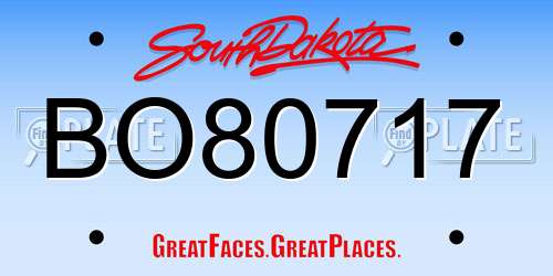 BO80717 South Dakota License Plate