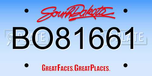 BO81661 South Dakota License Plate