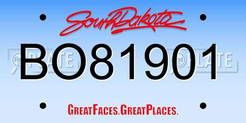 BO81901 South Dakota License Plate