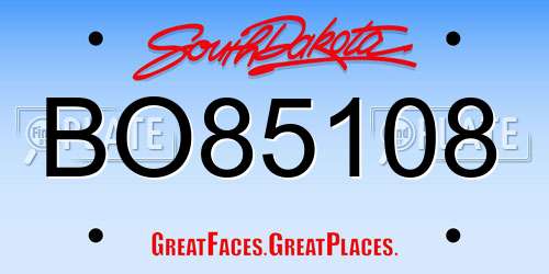 BO85108 South Dakota License Plate
