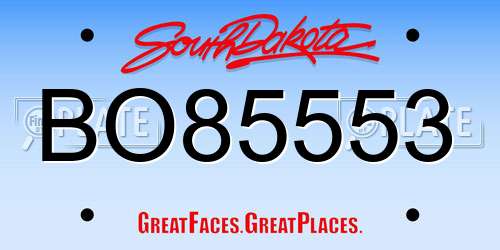 BO85553 South Dakota License Plate