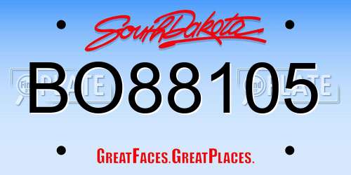 BO88105 South Dakota License Plate
