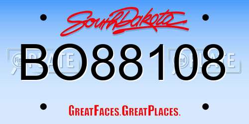 BO88108 South Dakota License Plate
