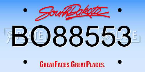 BO88553 South Dakota License Plate