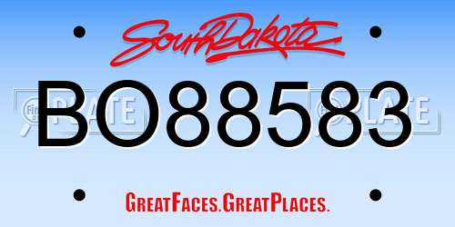 BO88583 South Dakota License Plate