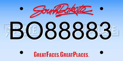 BO88883 South Dakota License Plate