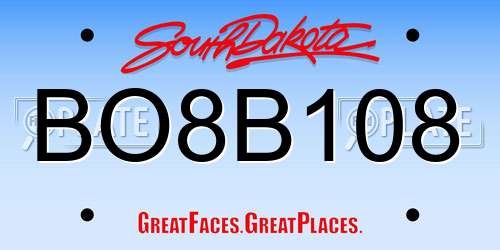 BO8B108 South Dakota License Plate